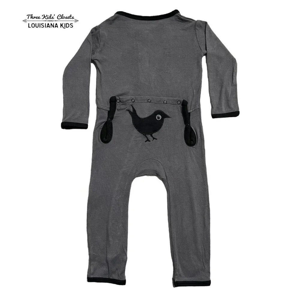 Kickee Pants 12-18m Bamboo Stone Bird Appliqué Coverall Sleeper